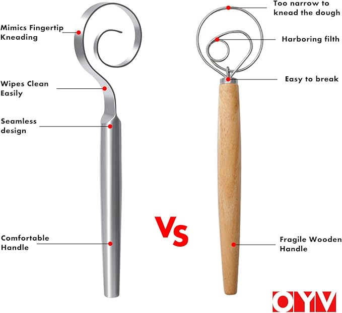 OYV 12-Inch Seamless Dough Whisk, 18/10 Stainless Steel Bread Whisk, Danish - Image 8