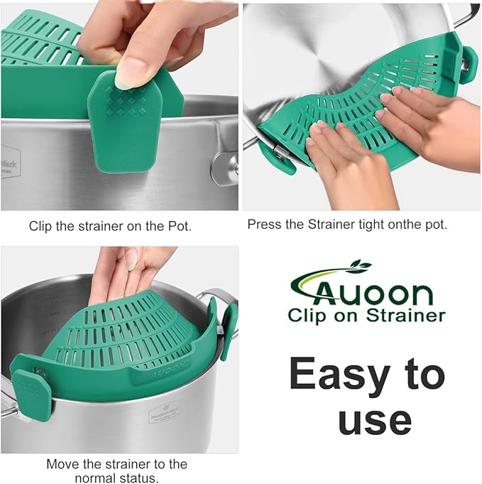 AUOON Oversized Pot Strainer Clip on Silicone - Image 4