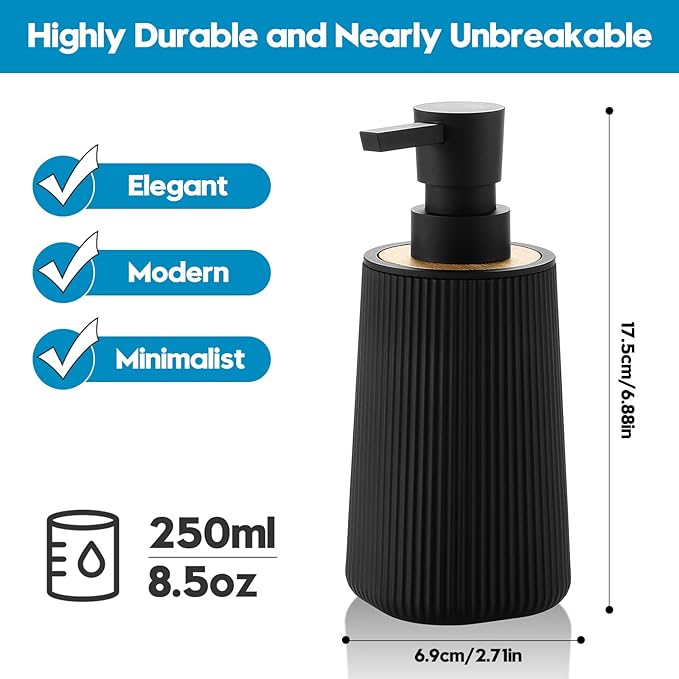 Small Soap Dispenser for Bathroom and Kitchen, Modern Farmhouse Striped Style - Image 3