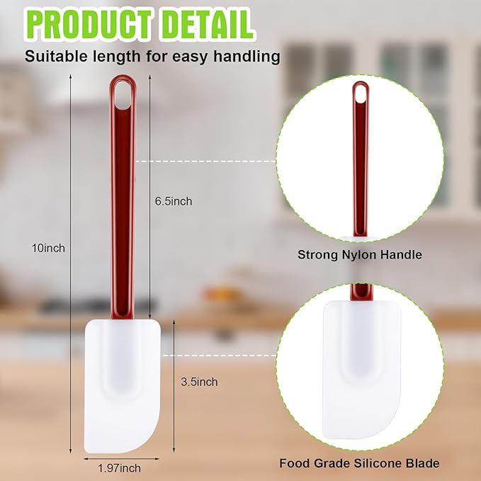 Meekoo 5 Pcs 10 Inch Rubber Spatula, 500℉ High Heat Resistant Spatulas - Image 2