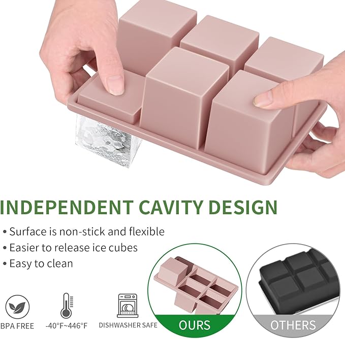 Large Ice Cube Tray for Whiskey: FDDBI Silicone Ice Cube Trays - Image 2
