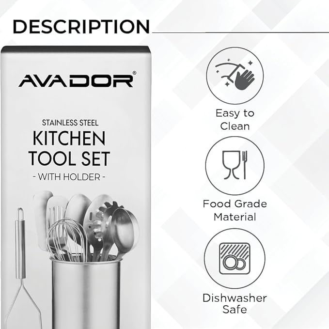 Avador® Premium Set of 10 Stainless Steel Kitchen Tool Set - Image 3