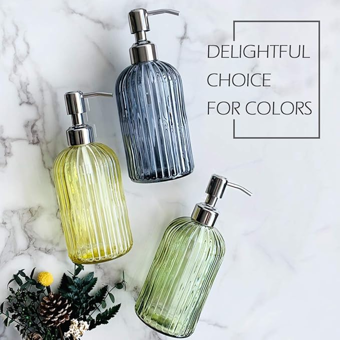 JASAI 18 Oz Vertical Stripes Kitchen Soap Dispenser - Image 6