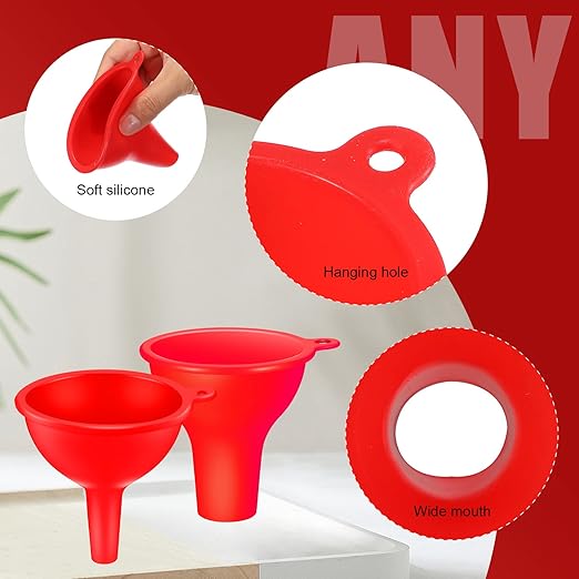 Silicone Funnels 4 Pieces Wide Mouth Funnel Small and Large Flexible Condiment - Image 3