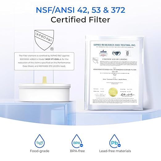 Waterdrop PT-72BL Glass Water Filter Pitcher, Eco-Friendly, NSF/ANSI 53 - Image 5