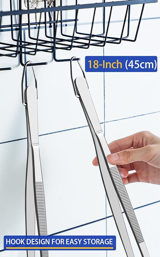 JETKONG 2 Pcs 18 Inch Stainless Steel Grill Tongs Heavy Duty Giant Tweezer Tongs - Image 7