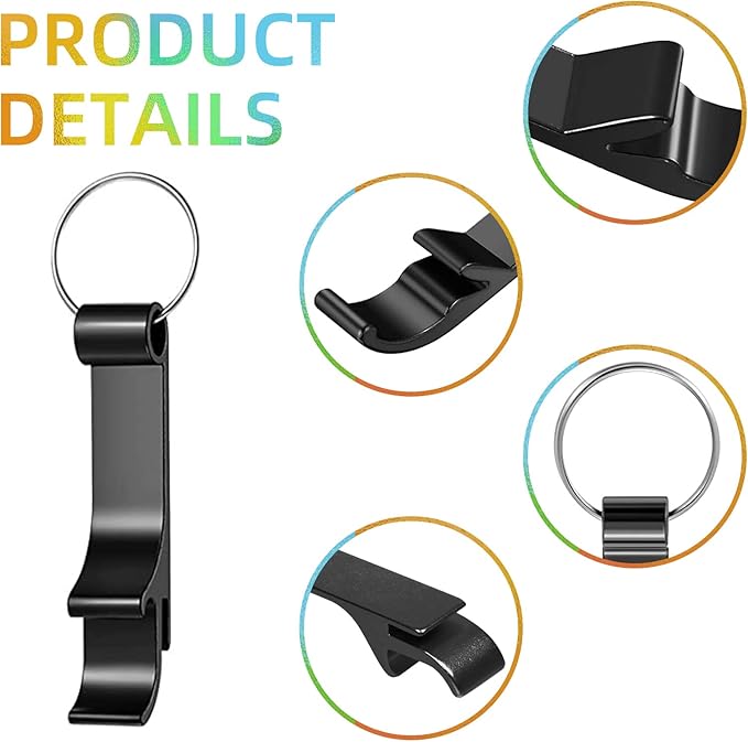400 Pack Black Metal Bottle Opener Keychains Bulk, Tiny Beverage Opener Party - Image 3