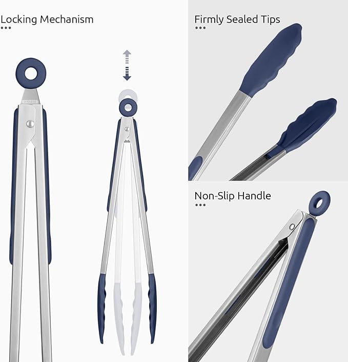 600ºF Heat Resistant Kitchen Tongs: U-Taste 12 inch Large Silicone Cooking Tong - Image 6