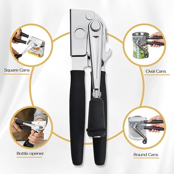 Manual Can Opener, Easy-Grip Hand Crank Can Opener - Image 6