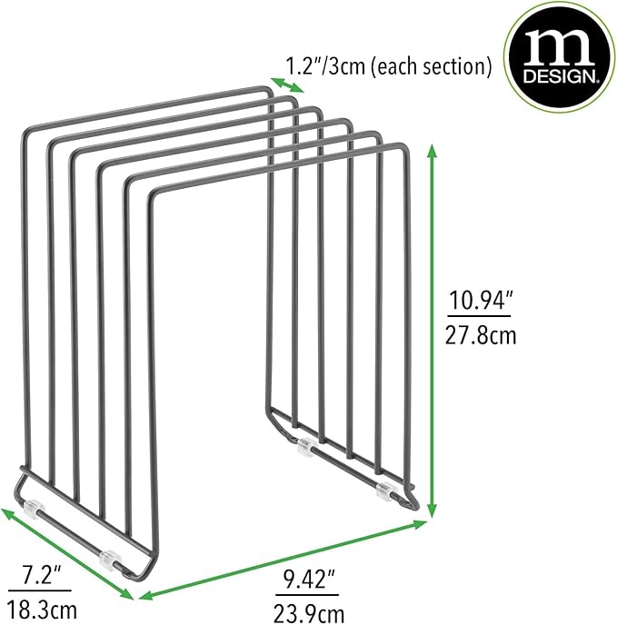 mDesign X-Large Steel Storage Tray Organizer Rack - Image 4