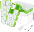 Ice Trays for Freezer with Lid and Bin, JRISBO 6 Pack Silicone Ice Cube Tray by Jrisbo