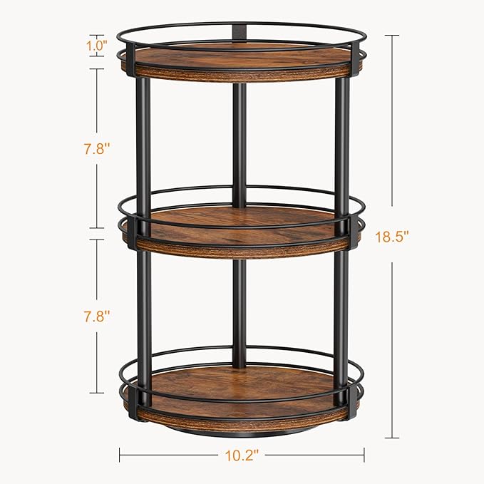 Snughome Lazy Susan Organizer, 3 Tier Rotating Spice Rack, Turntable Lazy Susan - Image 3