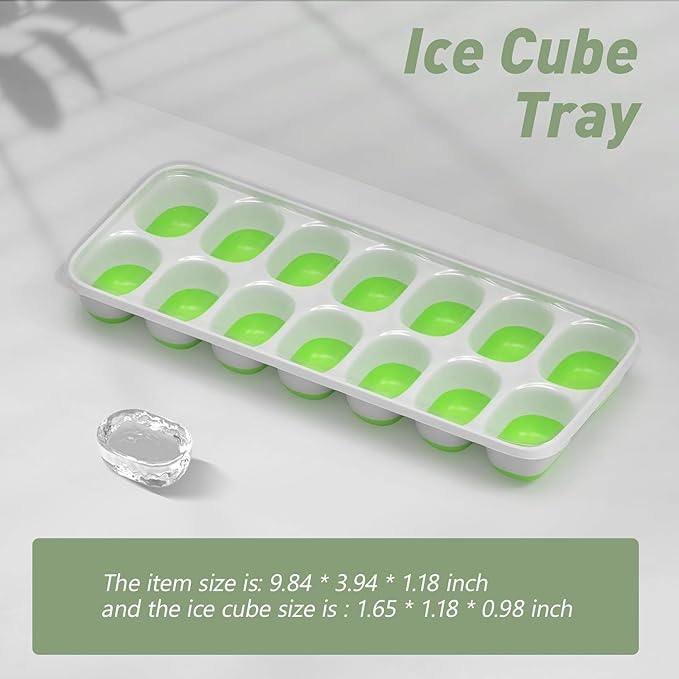 ChefAide Ice Cube Tray with Lid, 2 Packs 28 Cubes Durable Stackable Ice Cube - Image 3