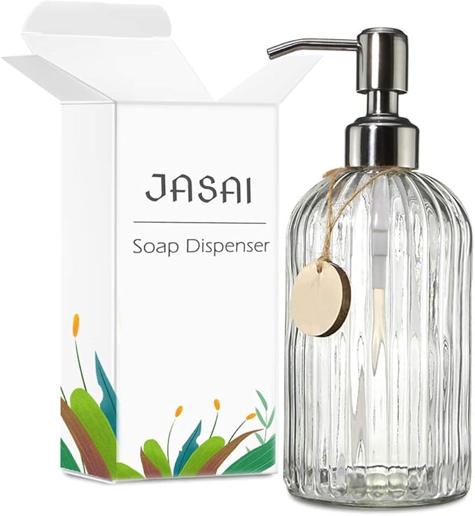 JASAI 18 Oz Clear Glass Soap Dispenser - Image 8