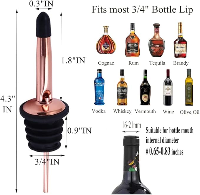 Pafusen 6 Pack Liquor Bottle Pourers, Liquor Pour Spout - Image 5