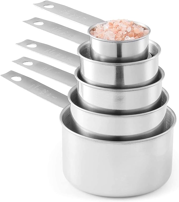 Stainless Steel Measuring Cups, Laxinis world 5 Piece Stackable Measuring Set by Laxinis+World