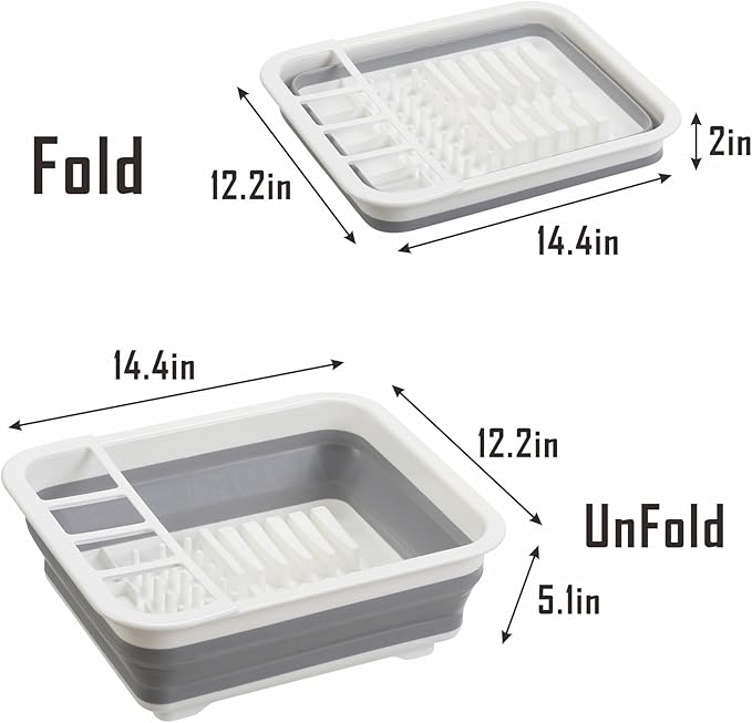 Collapsible Dish Drying Rack, Foldable Dinnerware Drainer Organizer - Image 2