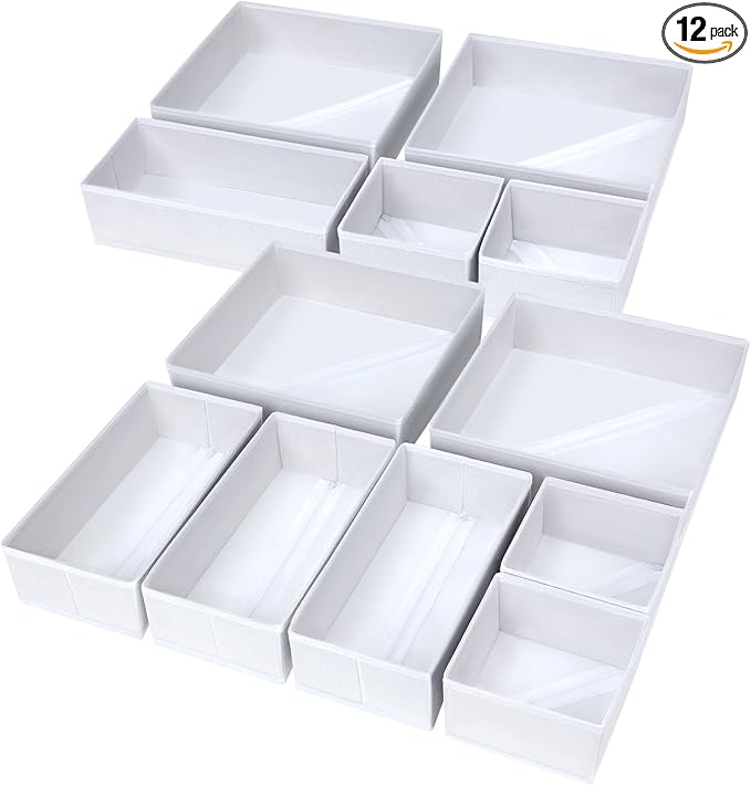 DIMJ Drawer Organizer Clothes, 12 Pack Fabric Closet Organizers and Storage by DiMJ
