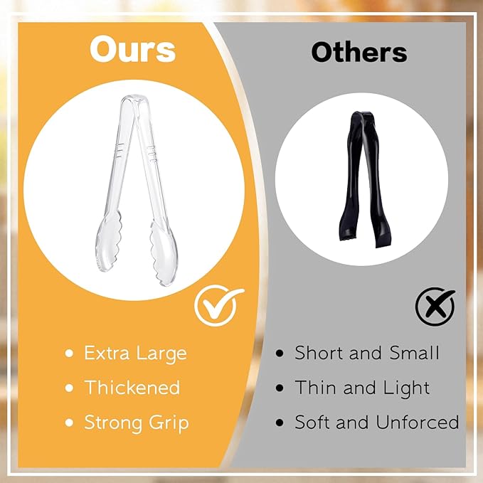Mwellewm 40 Pc Serving Tongs 9 Inch Bulk Reusable or Disposable Plastic Tongs - Image 4