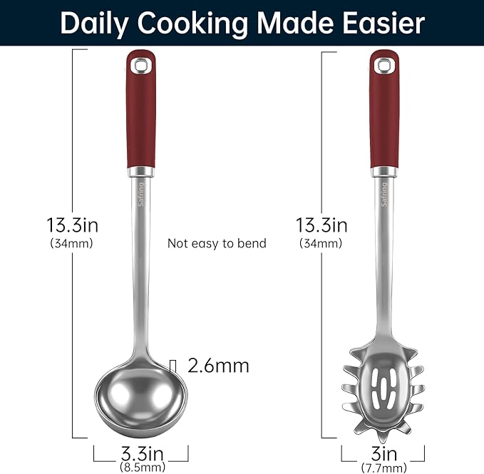 Safring Stainless Steel Soup Ladle and Spaghetti Spoon Set, Heat Resistant - Image 2
