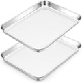 E-far Small Baking Sheet Set of 2, 10.5”x8.3” Stainless Steel Cookie Sheets Pans by E-far
