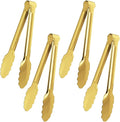 4 Pack Gold Serving Tongs XEVOM Buffet Tongs Serving Utensils Salad Tongs by XEVOM