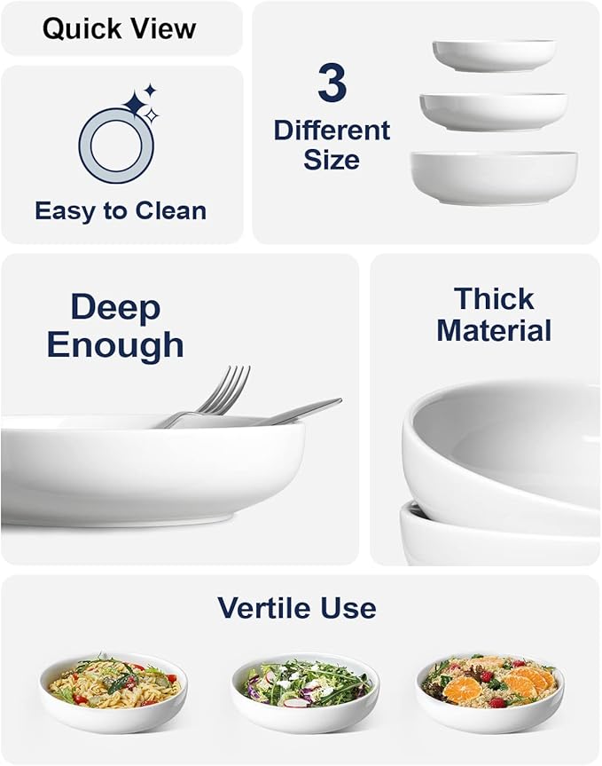 LE TAUCI Pasta Bowls 45 oz, Salad Bowls Set - Image 5