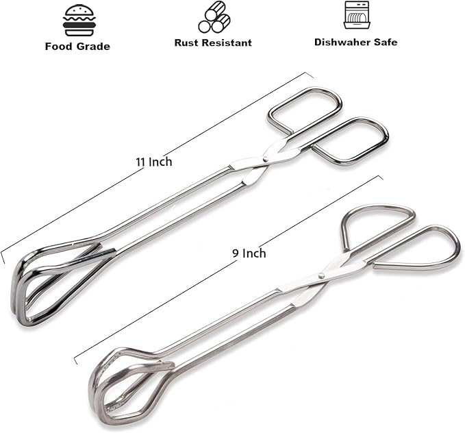 Hiash 9-Inch and 11-Inch Heavy Duty Stainless Steel Kitchen Tongs - Image 2
