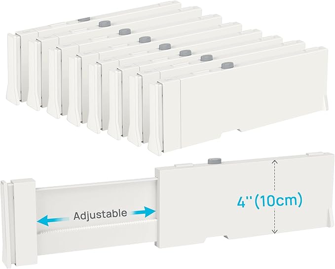 Vtopmart Drawer Dividers for Clothes 8 Pack, Adjustable 4" High Expandable from by Vtopmart