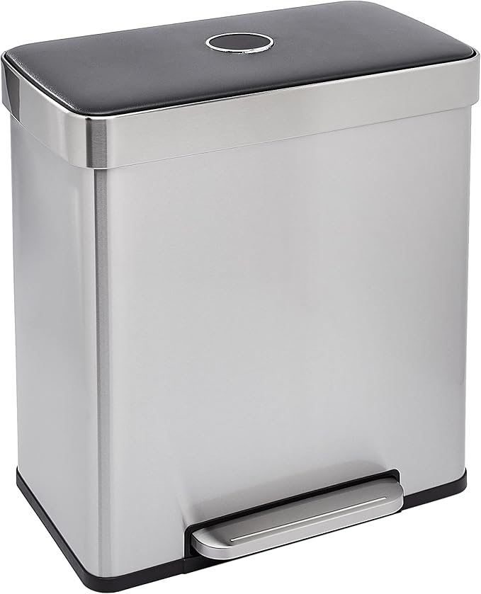 Amazon Basics Dual Compartment Recycling Trash Can by AmazonBasics