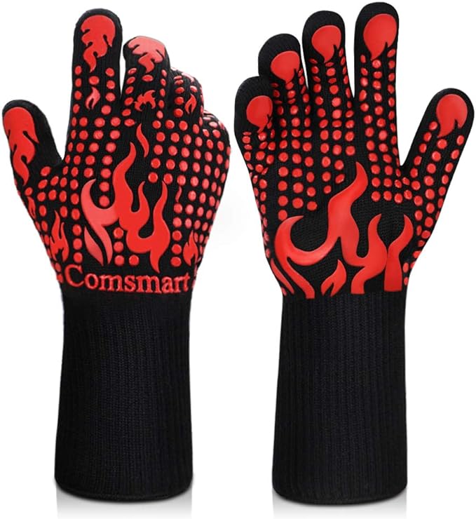 Comsmart BBQ Gloves, 1472 Degree F Heat Resistant Grilling Gloves Silicone by Comsmart