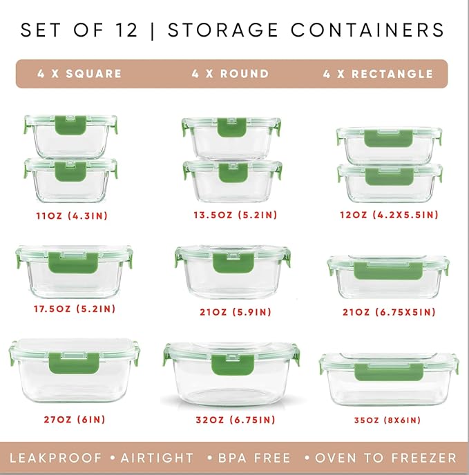 JoyJolt 24pc Borosilicate Glass Storage Containers - Image 2