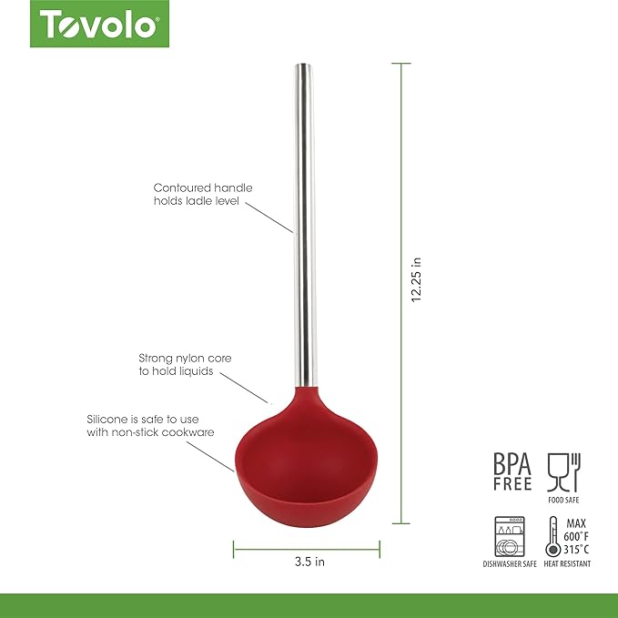 Tovolo Silicone Ladle With Stainless Steel Handle Deep Soup Ladle - Image 6