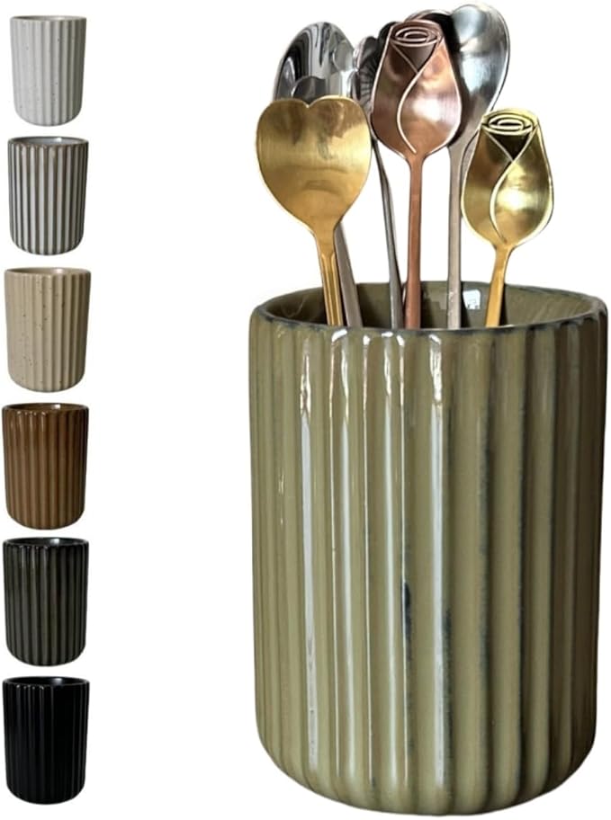 TOPYOKK Stoneware Coffee Bar Utensil Holder Tea & Coffee Spoon & Stirrer Holder by TOPYOKK