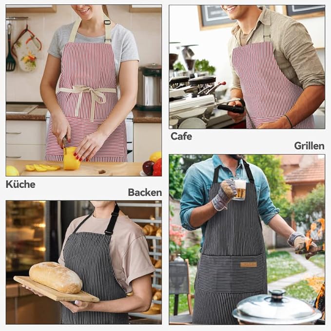 NLUS 2 Pack Kitchen Cooking Aprons, Adjustable Bib Soft Chef Apron - Image 7