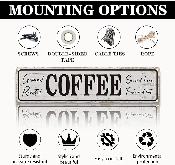 Coffee Signs for Coffees Corner Decor, Ground Roasted Coffee Served Here Sign - Image 3