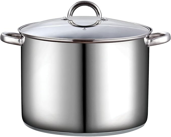 Cook N Home Stockpot with Lid, Basics Stainless Steel Soup Pot by CookNHome
