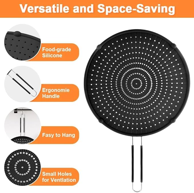 Silicone Splatter Screen for Frying Pan, 13inch Grease Splatter Guard, - Image 3