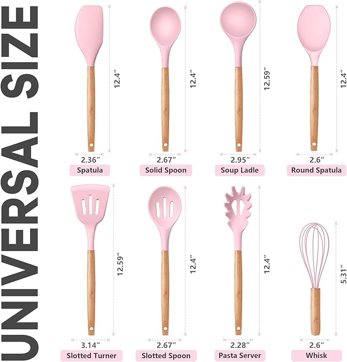 P&P CHEF Silicone Cooking Utensils Set, 8-Piece Kitchen Cooking Utensil - Image 2