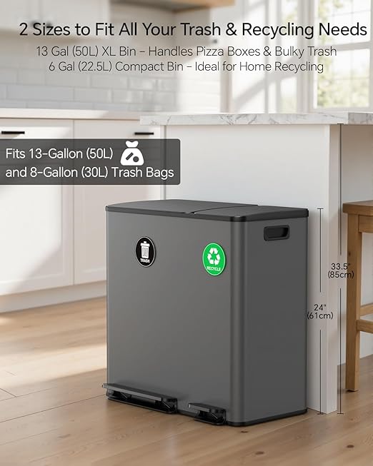 Lovewind Dual Trash and Recycling Bins - Image 3