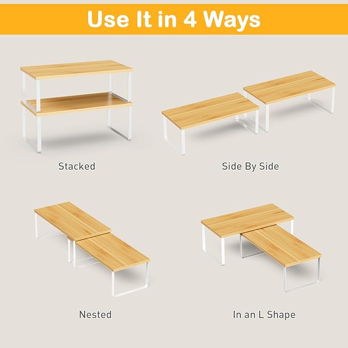 OGEMXU Cabinet Shelf Organizers, 15.7 inches Large Kitchen Counter Shelf - Image 7