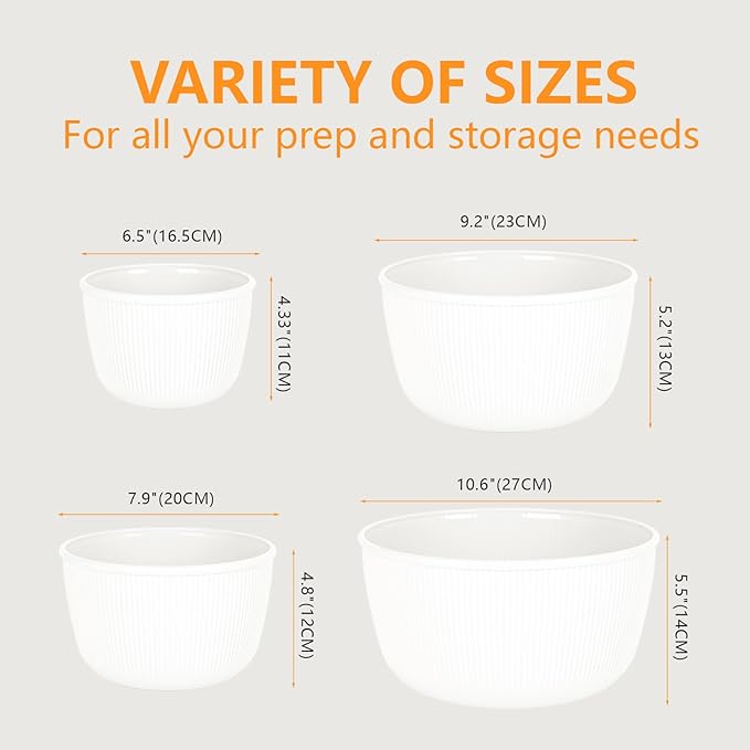 BoxedHome Mixing Bowls with Lids Set, 4 Packs BPA-Free Plastic Prep Bowls - Image 2