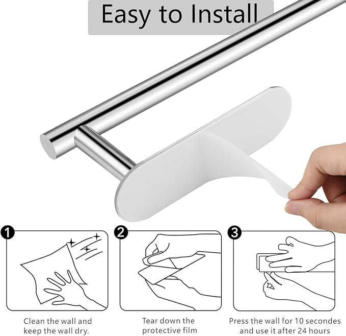 Paper Towel Holder with 2 Hooks-Under Cabinet Paper Towel Holder - Image 5