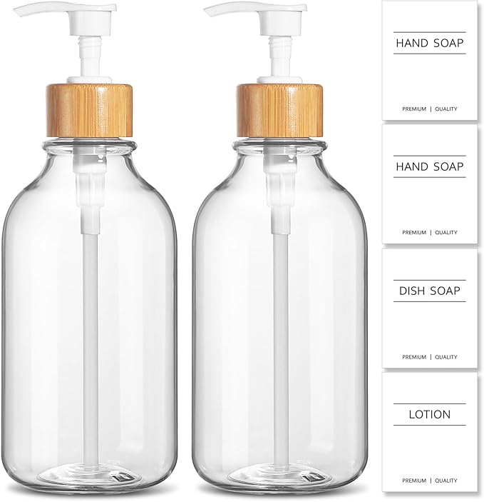 KASUNTING Clear Soap Dispenser, 2 Pack Plastic Dish Soap Dispenser by ALPIRIRAL