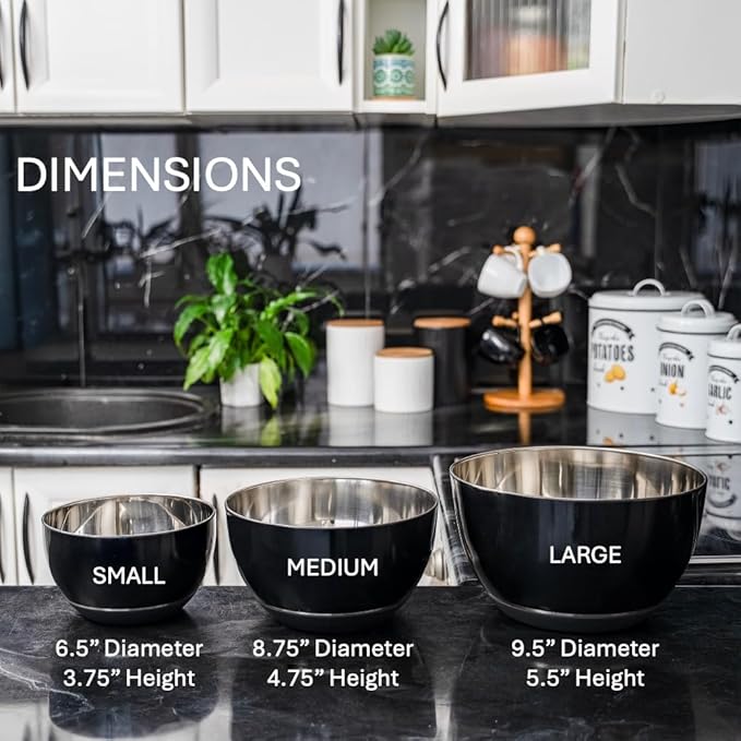WHYSKO Stainless Steel Mixing Bowls Set of 3 - Image 8