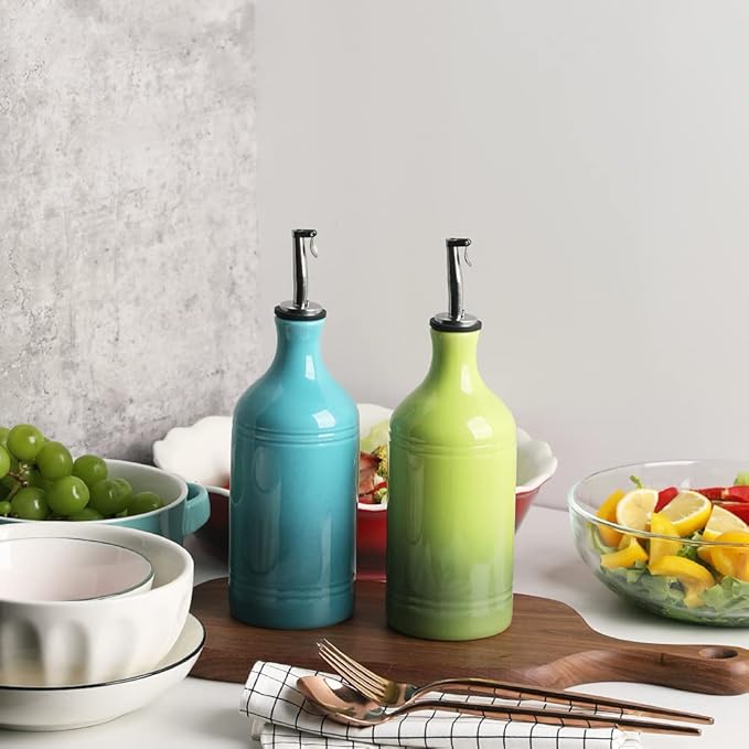Sweejar Ceramic Olive Oil Dispenser Bottle, Opaque Oil Cruet Protects to Reduce - Image 4