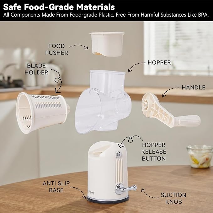 5-in-1 Rotary Cheese Grater Vegetable Slicer - Image 4