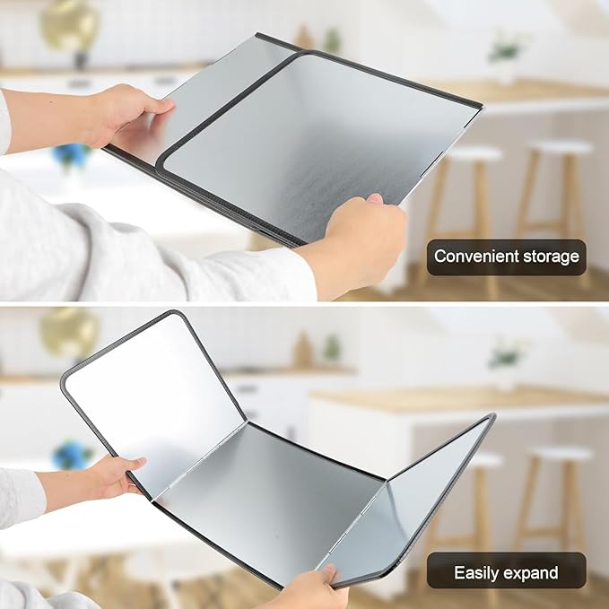 3 Sided Foldable Splatter Guard, Stainless Steel Grease Splatter Screen - Image 7