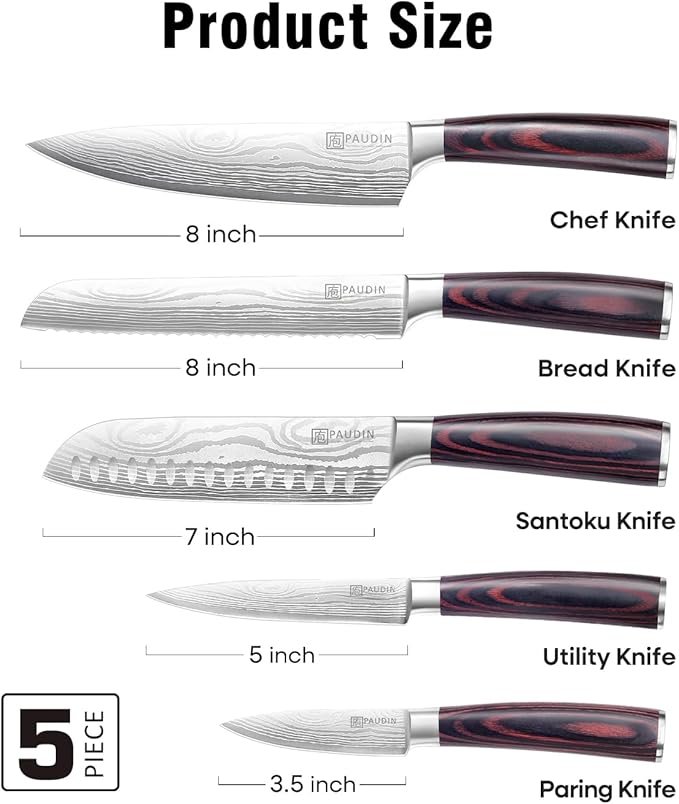PAUDIN Knife Set, Stainless Steel Chef Knife Set - Image 2