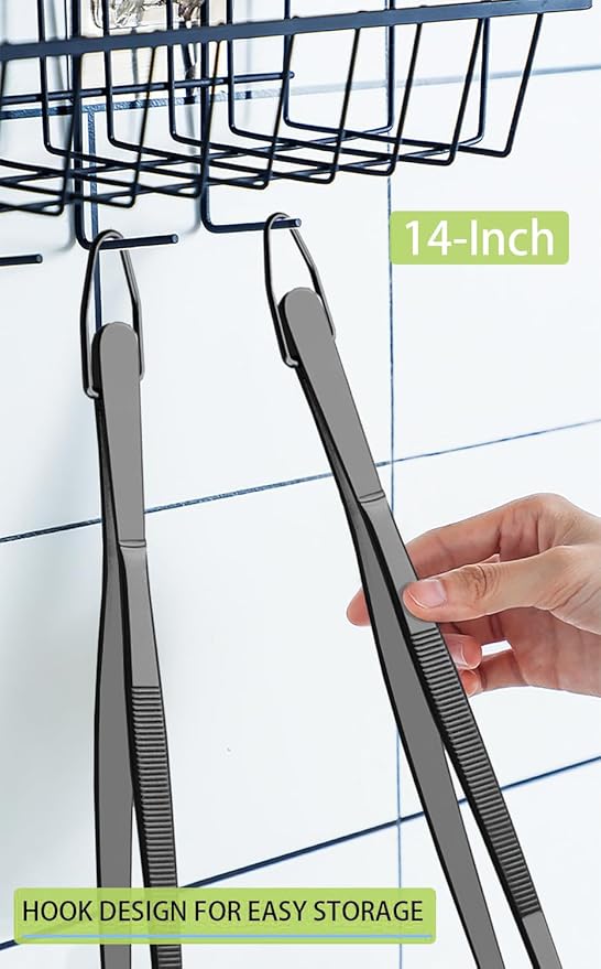 JETKONG 2 Pcs 14-Inch Food Tweezer Tongs Extra Long Stainless Steel Kitchen - Image 6